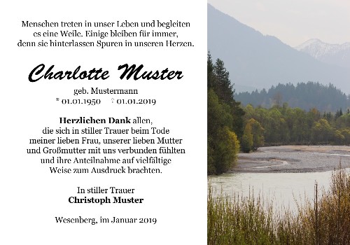 Danksagungskarten Trauer Berg