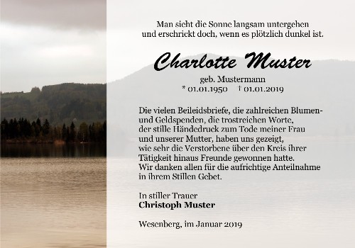 Danksagungskarten Trauer Berg