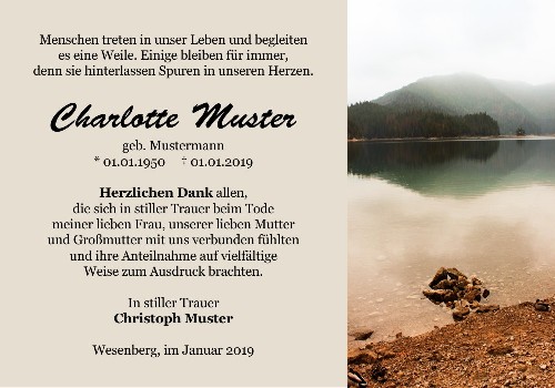 Danksagungskarten Trauer Berg