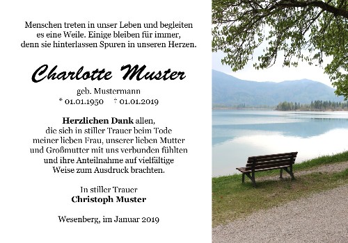 Danksagungskarten Trauer Berg