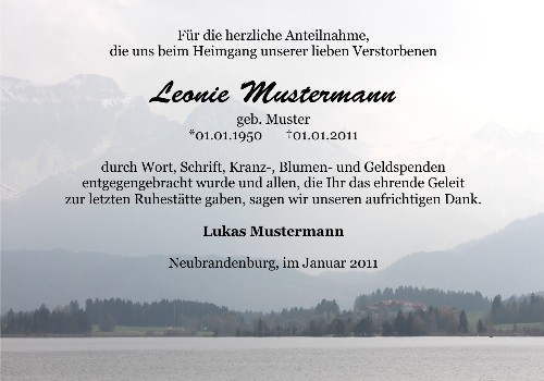 Danksagungskarten Trauer Berg