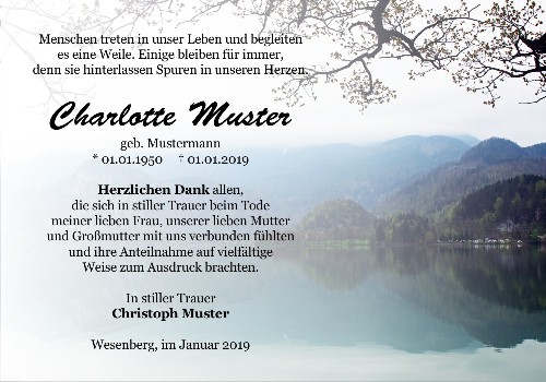 Danksagungskarten Trauer Berg