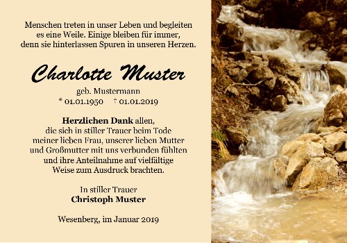 Danksagungskarten Trauer Berg