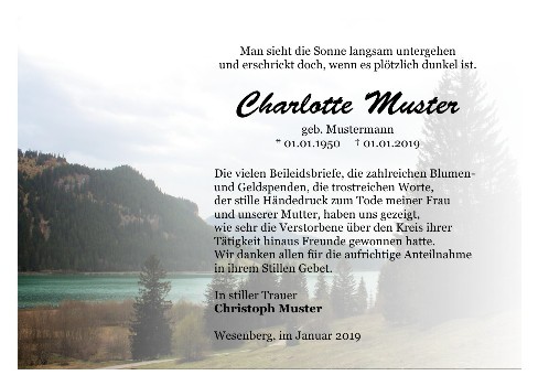 Danksagungskarten Trauer Berg