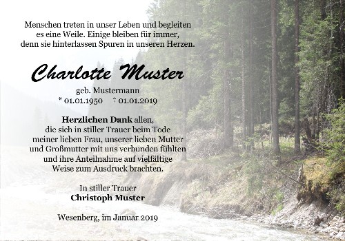 Danksagungskarten Trauer Berg