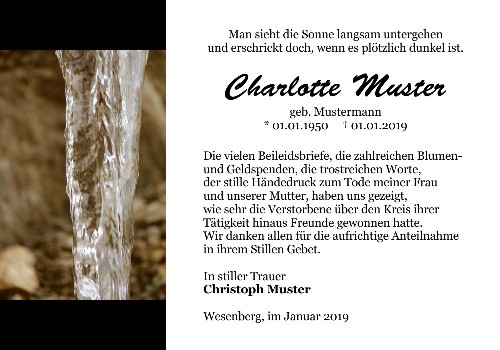 Danksagungskarten Trauer Berg