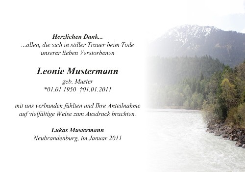 Danksagungskarten Trauer Berg