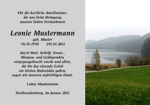 Danksagungskarten Trauer Berg