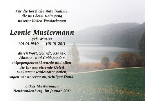 Danksagungskarten Trauer Berg