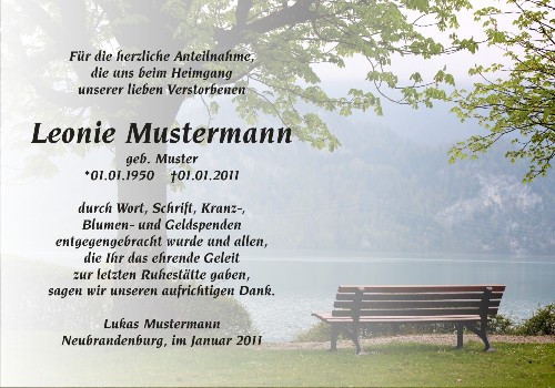 Danksagungskarten Trauer Berg