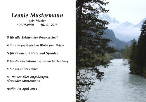 Danksagungskarten Trauer Berg