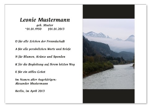 Danksagungskarten Trauer Berg