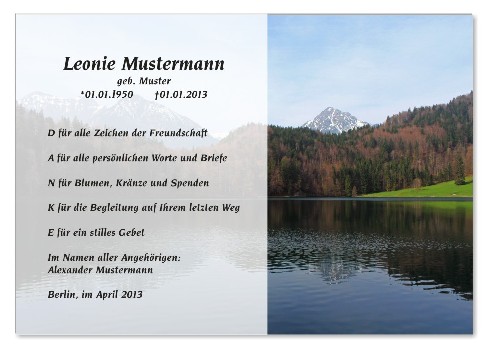 Danksagungskarten Trauer Berg