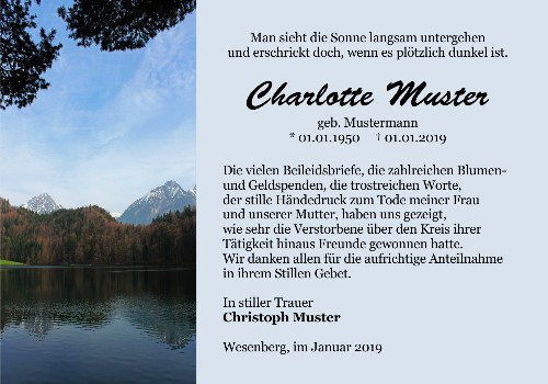 Danksagungskarten Trauer Berg