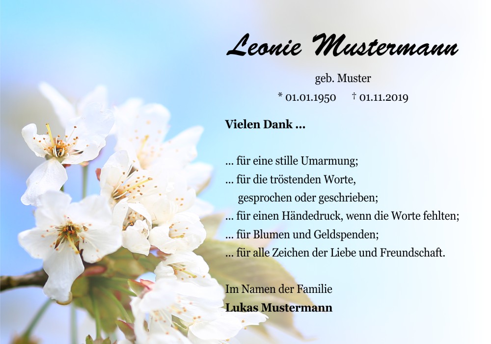 Danksagungskarten Trauer Blume