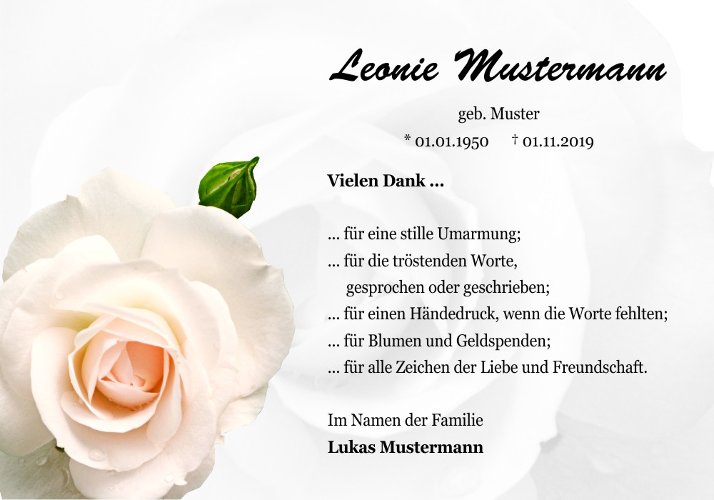 Danksagungskarten Trauer Blume