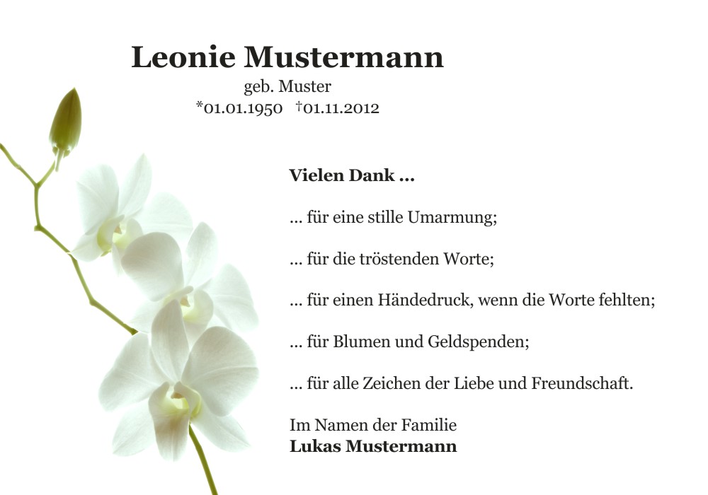 Danksagungskarten Trauer Blume