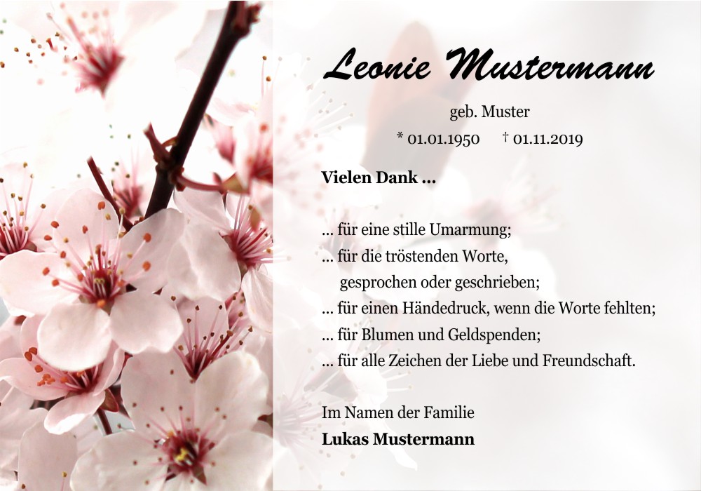 Danksagungskarten Trauer Blume