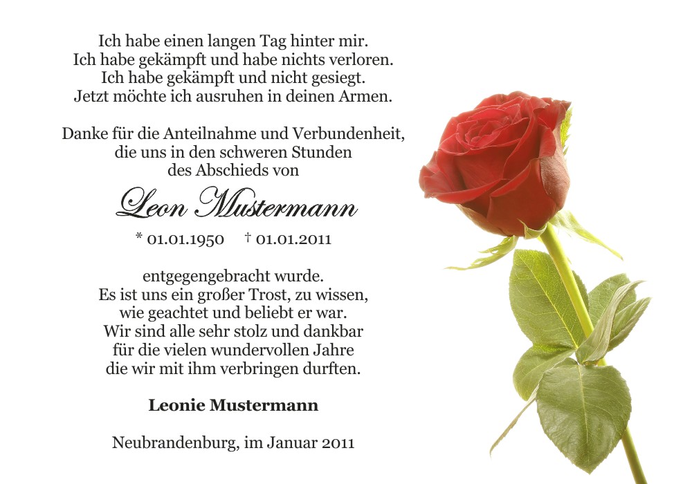 Danksagungskarten Trauer Blume