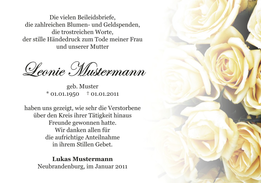 Danksagungskarten Trauer Blume