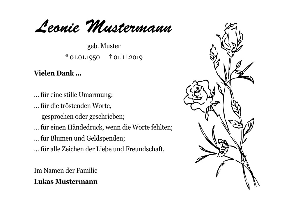 Danksagungskarten Trauer Blume