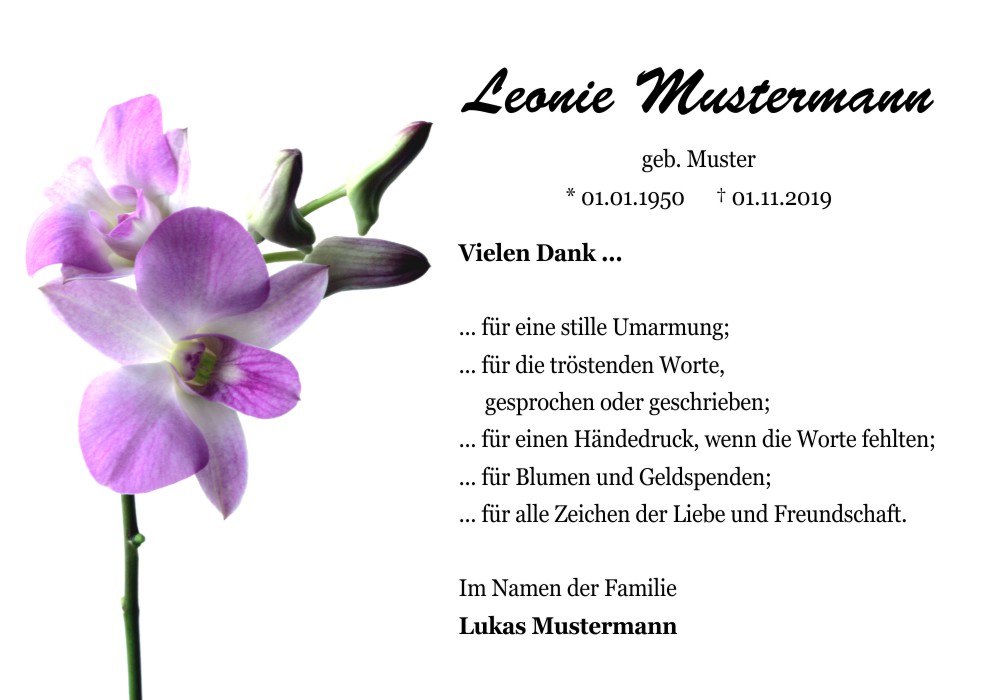 Danksagungskarten Trauer Blume