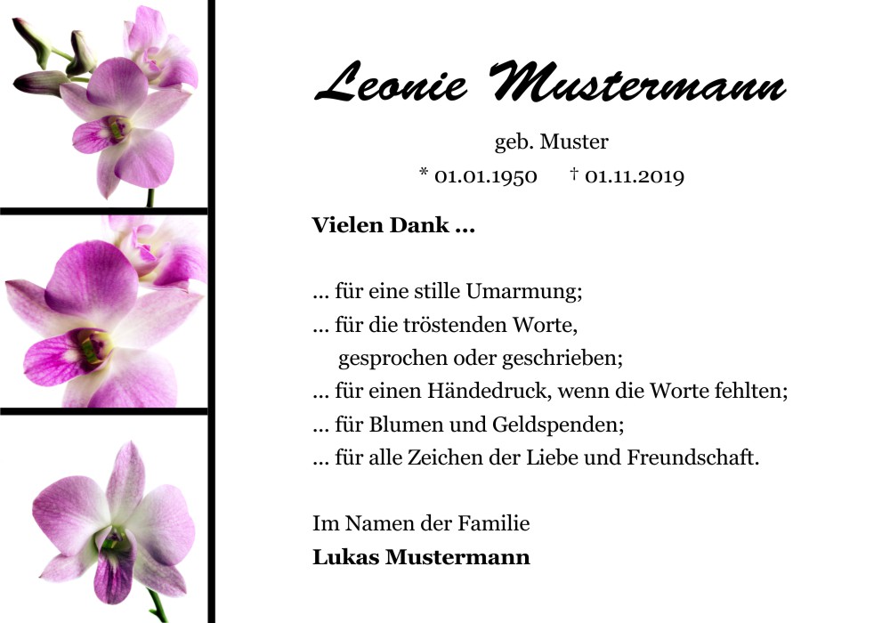 Danksagungskarten Trauer Blume