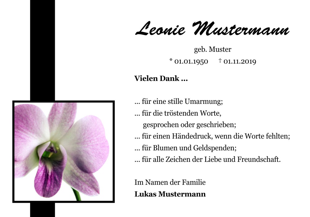 Danksagungskarten Trauer Blume