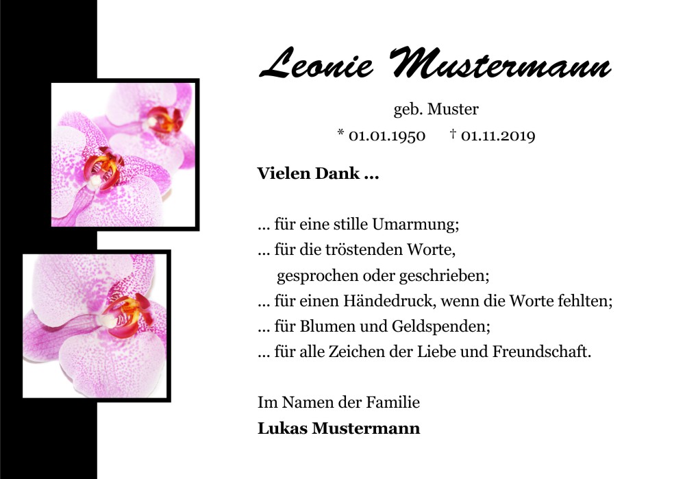 Danksagungskarten Trauer Blume