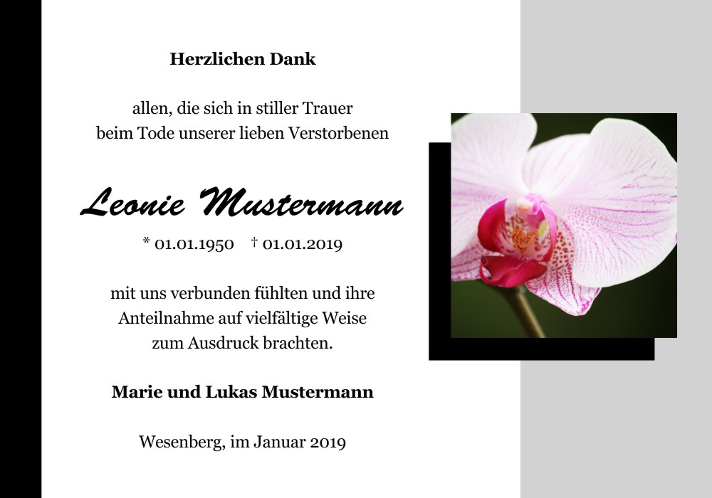 Danksagungskarten Trauer Blume