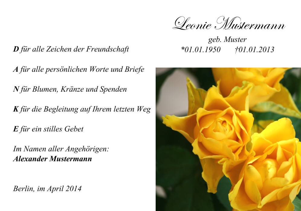 Danksagungskarten Trauer Blume