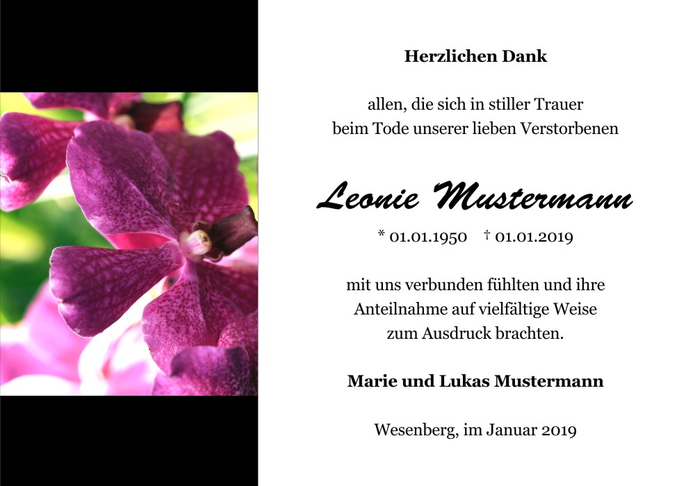 Danksagungskarten Trauer Blume