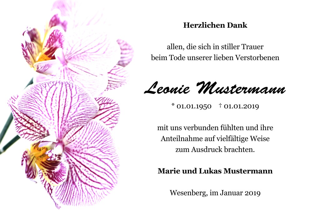Danksagungskarten Trauer Blume
