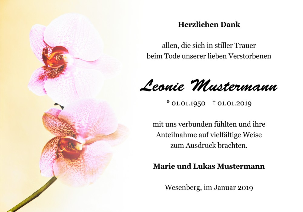 Danksagungskarten Trauer Blume