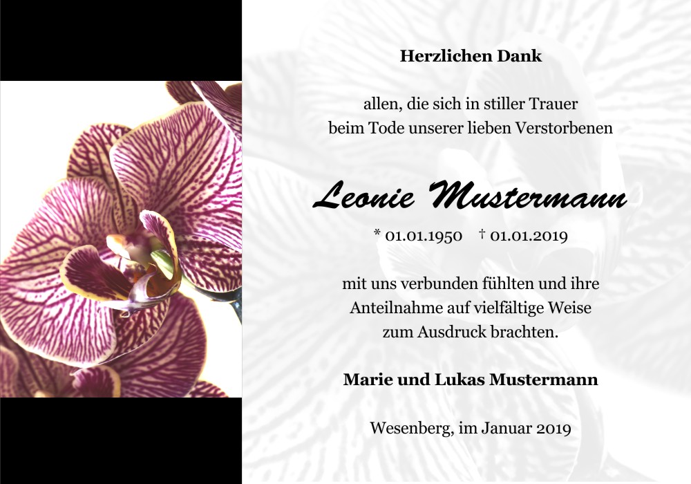 Danksagungskarten Trauer Blume