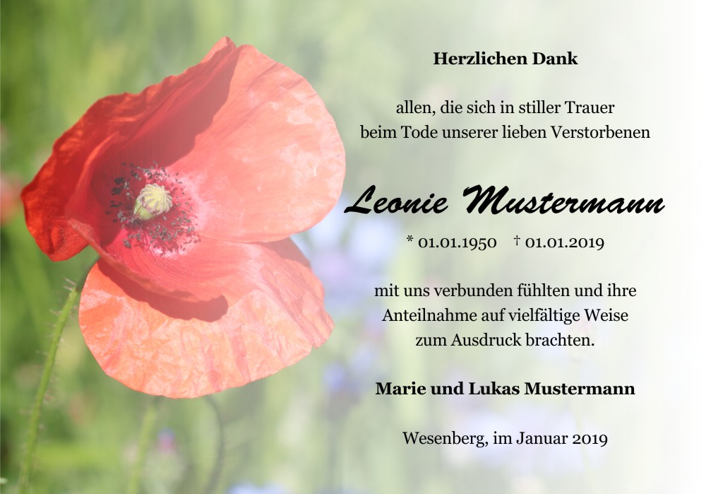 Danksagungskarten Trauer Blume