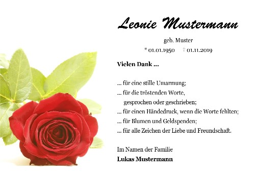 Danksagungskarten Trauer Blume