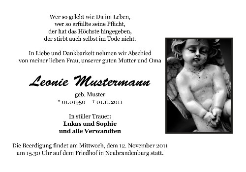 Danksagungskarten Trauer Engel