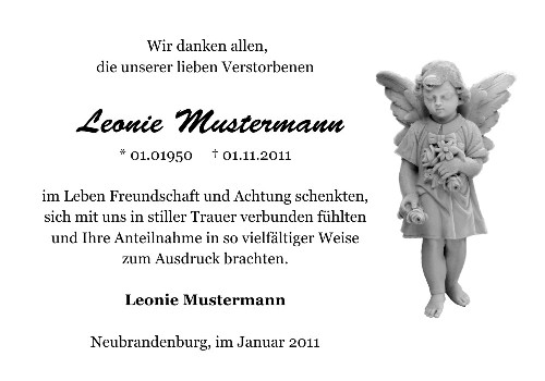 Danksagungskarten Trauer Engel