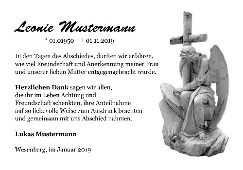 Danksagungskarten Trauer Engel