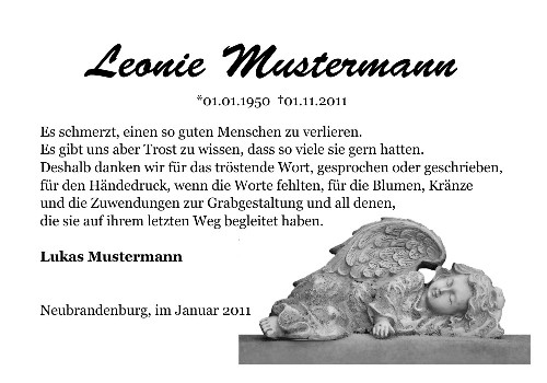 Danksagungskarten Trauer Engel