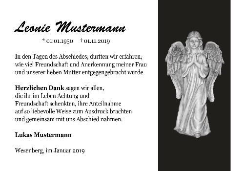 Danksagungskarten Trauer Engel