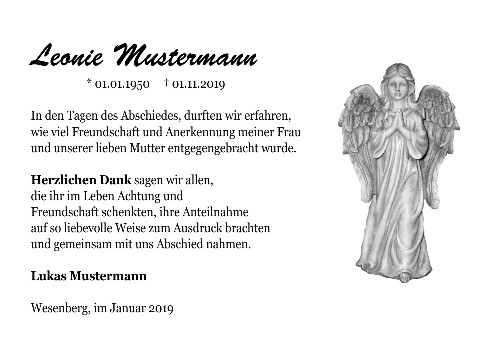 Danksagungskarten Trauer Engel