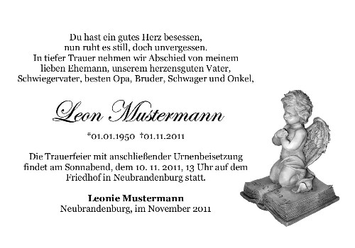 Danksagungskarten Trauer Engel