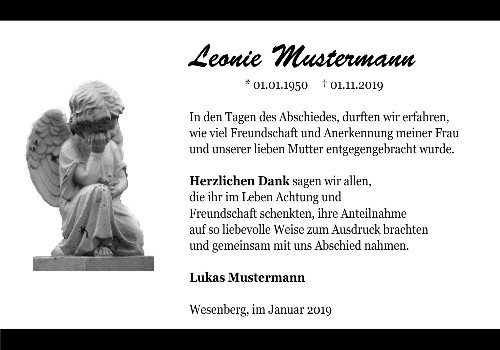 Danksagungskarten Trauer Engel