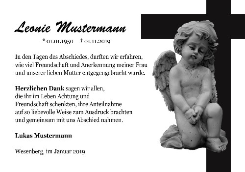 Danksagungskarten Trauer Engel