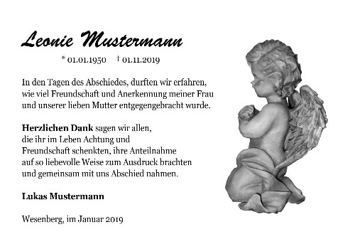 Danksagungskarten Trauer Engel