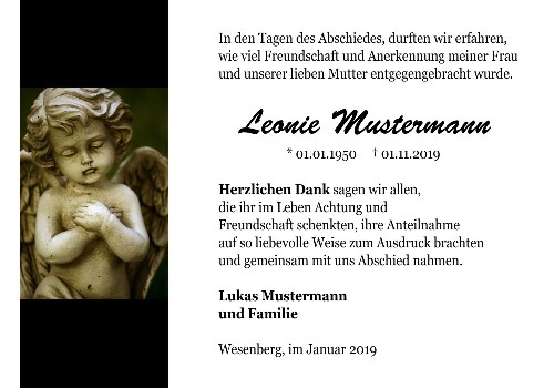 Danksagungskarten Trauer Engel