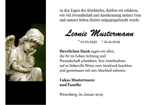 Danksagungskarten Trauer Engel