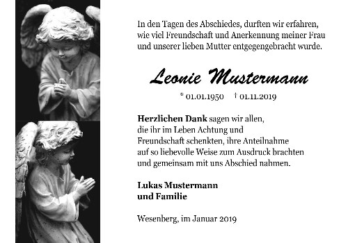 Danksagungskarten Trauer Engel